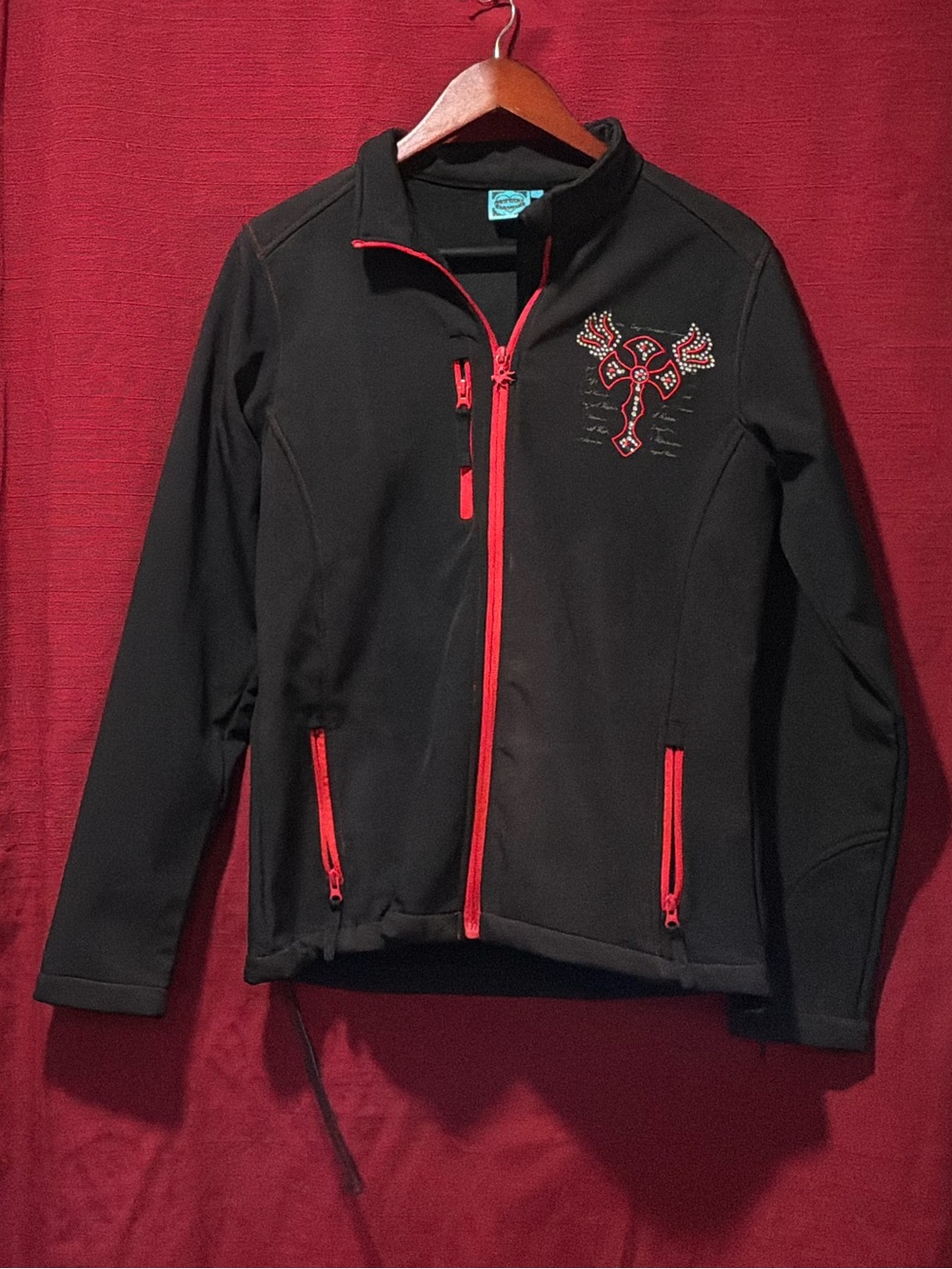 Western woman’s  Utility Jacket with Red Trim and Embroidered Accent